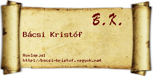 Bácsi Kristóf névjegykártya