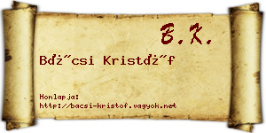 Bácsi Kristóf névjegykártya